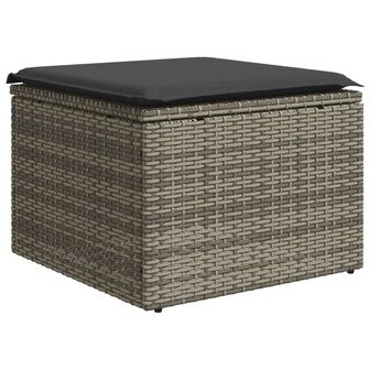 7-delige Loungeset met kussens poly rattan grijs