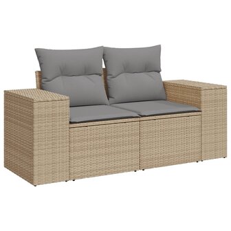 4-delige Loungeset met kussens poly rattan beige