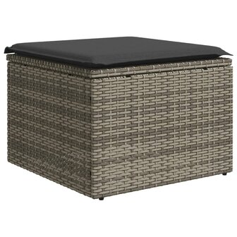 5-delige Loungeset met kussens poly rattan grijs
