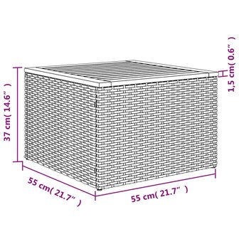 9-delige Loungeset met kussens poly rattan grijs