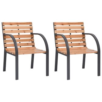Tuinstoelen 2 st massief vurenhout