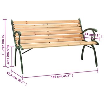 Tuinbank 116 cm gietijzer en massief vurenhout