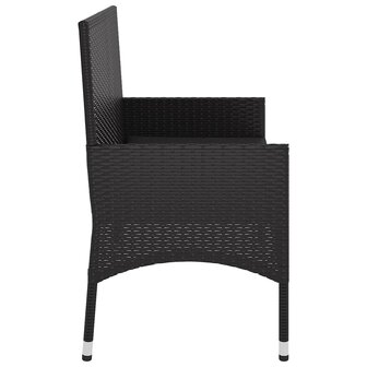 Tuinbank 2-zits met kussens poly rattan zwart