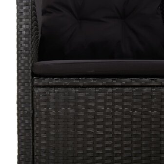 Tuinbank verstelbaar met kussens 173 cm poly rattan zwart