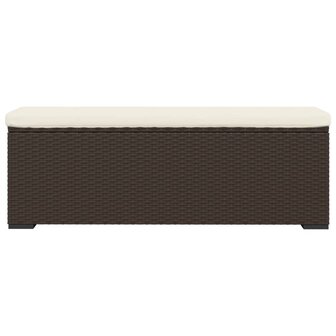 Hocker met kussen 110x30x40 cm poly rattan bruin