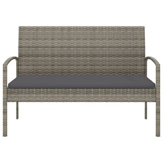 Tuinbank met kussen 105 cm poly rattan grijs