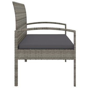 Tuinbank met kussen 105 cm poly rattan grijs