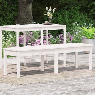 Tuinbank 2-zits 159,5x44x45 cm massief grenenhout wit
