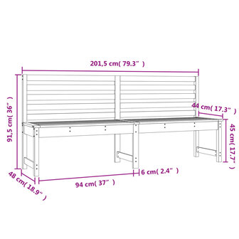 Tuinbank 201,5 cm massief grenenhout wit