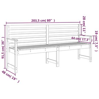 Tuinbank 203,5x48x91,5 cm massief grenenhout
