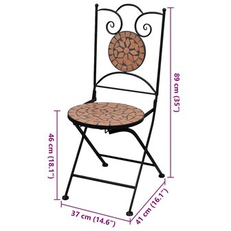 Bistrostoelen inklapbaar 2 st keramiek terracottakleurig