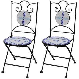 Bistrostoelen inklapbaar 2 st keramiek blauw en wit