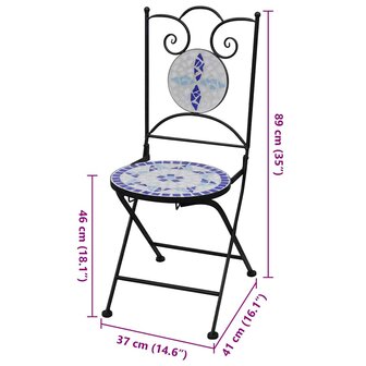 Bistrostoelen inklapbaar 2 st keramiek blauw en wit