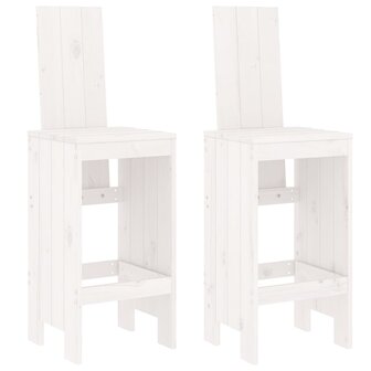 Barkrukken 2 st 40x42x120 cm massief grenenhout wit