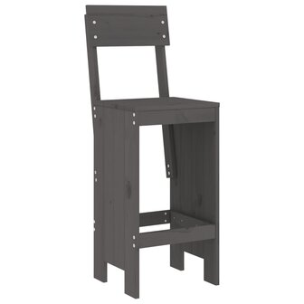Barkrukken 2 st 40x48,5x115,5 cm massief grenenhout grijs
