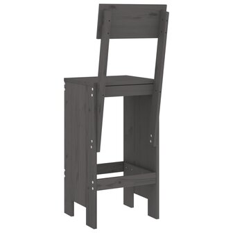 Barkrukken 2 st 40x48,5x115,5 cm massief grenenhout grijs