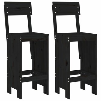 Barkrukken 2 st 40x48,5x115,5 cm massief grenenhout zwart
