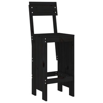 Barkrukken 2 st 40x48,5x115,5 cm massief grenenhout zwart