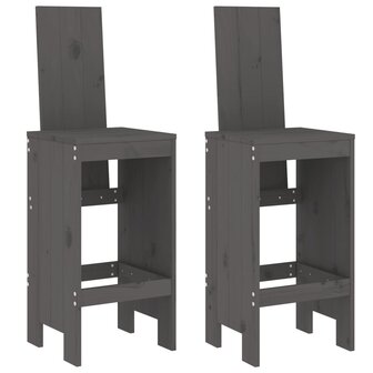 Barkrukken 2 st 40x42x120 cm massief grenenhout grijs