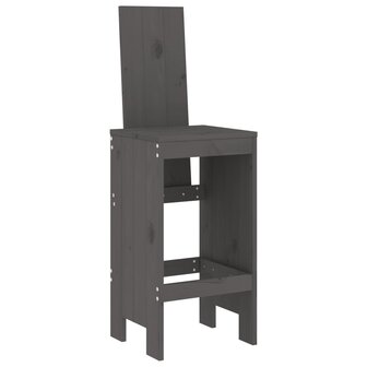 Barkrukken 2 st 40x42x120 cm massief grenenhout grijs