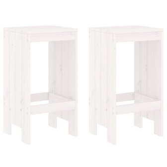 Barkrukken 2 st 40x36x75 cm massief grenenhout wit