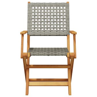 Tuinstoelen 8 st inklapbaar poly rattan en massief hout grijs