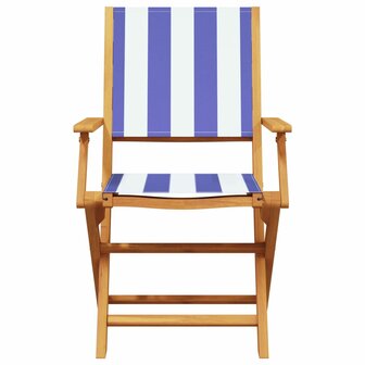 Tuinstoelen 4 st inklapbaar stof en massief hout blauw en wit