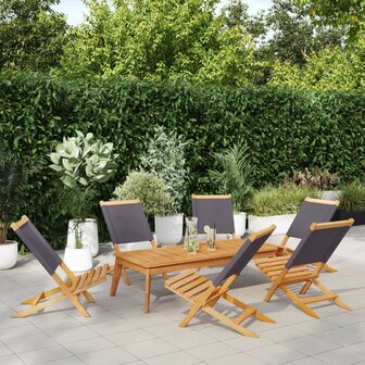 Tuinstoelen 6 st inklapbaar massief hout en stof antracietkleur