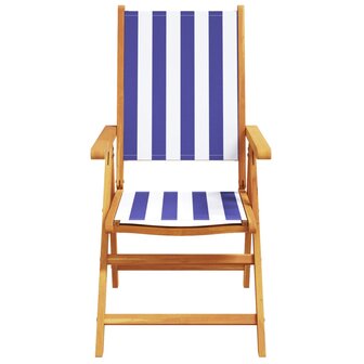 Tuinstoelen 2 st massief acaciahout en stof blauw en wit