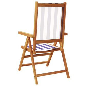 Tuinstoelen 2 st massief acaciahout en stof blauw en wit