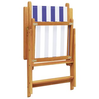 Tuinstoelen 2 st massief acaciahout en stof blauw en wit
