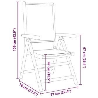 Tuinstoelen 2 st massief acaciahout en stof blauw en wit