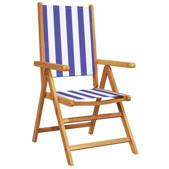 Tuinstoelen 8 st verstelbaar massief hout en stof blauw en wit