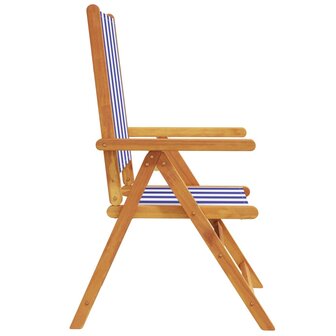 Tuinstoelen 8 st verstelbaar massief hout en stof blauw en wit