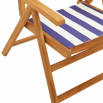 Tuinstoelen 8 st verstelbaar massief hout en stof blauw en wit