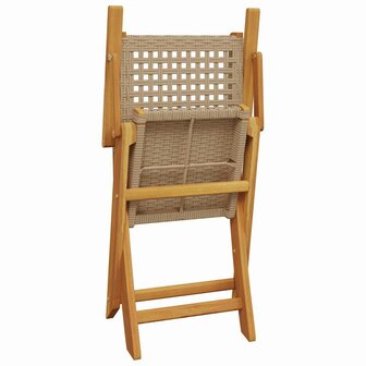 Tuinstoelen 4 st inklapbaar poly rattan en massief hout beige