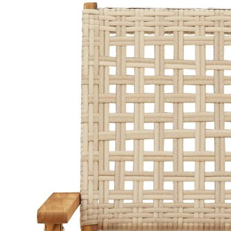 Tuinstoelen 4 st inklapbaar poly rattan en massief hout beige