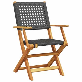 Tuinstoelen 6 st inklapbaar poly rattan en massief hout zwart