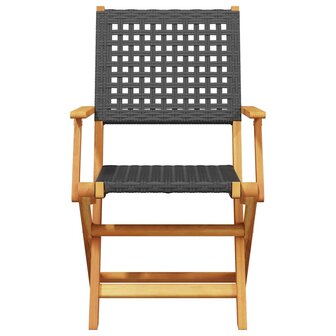 Tuinstoelen 6 st inklapbaar poly rattan en massief hout zwart