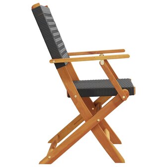 Tuinstoelen 6 st inklapbaar poly rattan en massief hout zwart