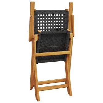 Tuinstoelen 6 st inklapbaar poly rattan en massief hout zwart