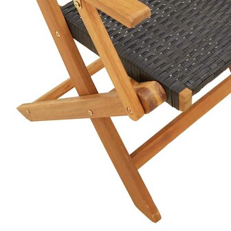 Tuinstoelen 6 st inklapbaar poly rattan en massief hout zwart