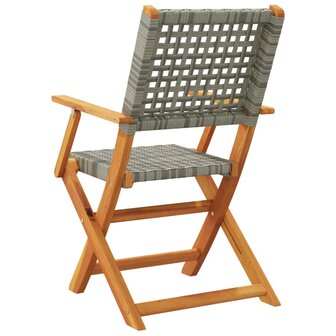 Tuinstoelen 6 st inklapbaar poly rattan en massief hout grijs