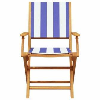 Tuinstoelen 2 st massief acaciahout en stof blauw en wit