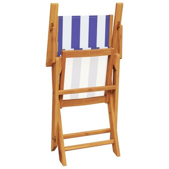 Tuinstoelen 2 st massief acaciahout en stof blauw en wit