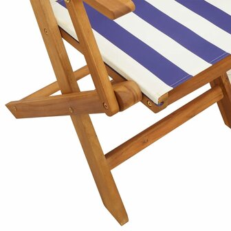 Tuinstoelen 2 st massief acaciahout en stof blauw en wit