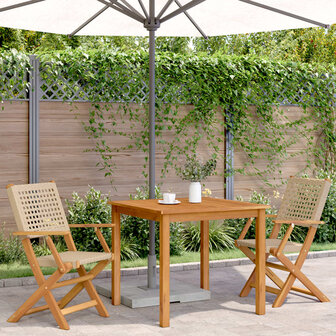 Tuinstoelen 2 st massief acaciahout en poly rattan beige