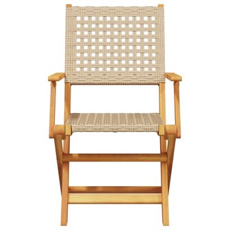 Tuinstoelen 2 st massief acaciahout en poly rattan beige