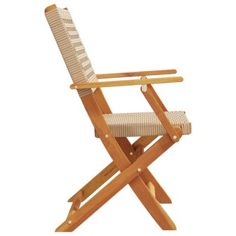 Tuinstoelen 2 st massief acaciahout en poly rattan beige