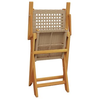 Tuinstoelen 2 st massief acaciahout en poly rattan beige